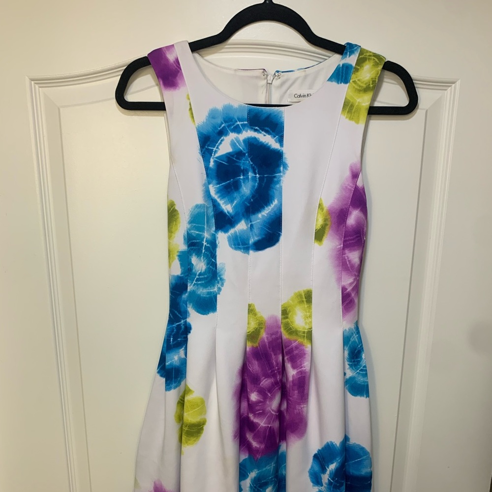 Calvin Klein White Watercolor Floral Dress